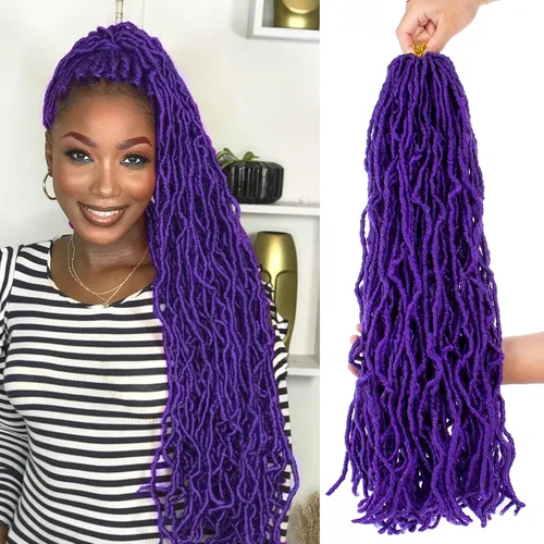 Vista 30 de Leeven Nuevas Trenzas de Ganchillo de Cabello con Locs Falsos Suaves de 24 Pulgadas de Largo Locs de Diosa Desgastados 6 Paquetes Negro Natural