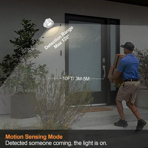 Vista 3 de Apliques de pared de fuente de luz con sensor de movimiento, luces LED inalámbricas de noche de pared con rotación de 360° y recargable, 3