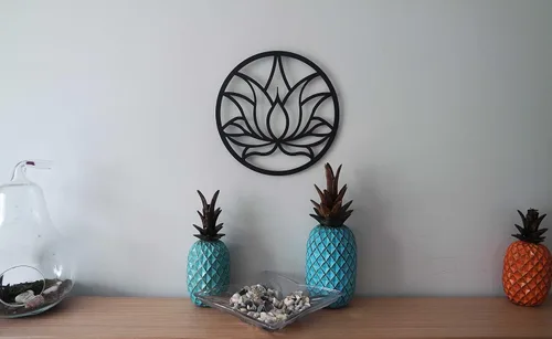 Vista 3 de dogalmasacom Arte de pared de metal de flor de loto, decoración de pared redonda de mandala de metal, arte de pared colgante para yoga, zen