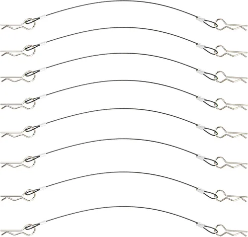 Vista 2 de ShareGoo - Paquete de 8 clips de metal en R con cuerda antipérdida de acero para carrocería RC compatible con 1/8 1/10 Traxxas HSP Arrma Axial Negro
