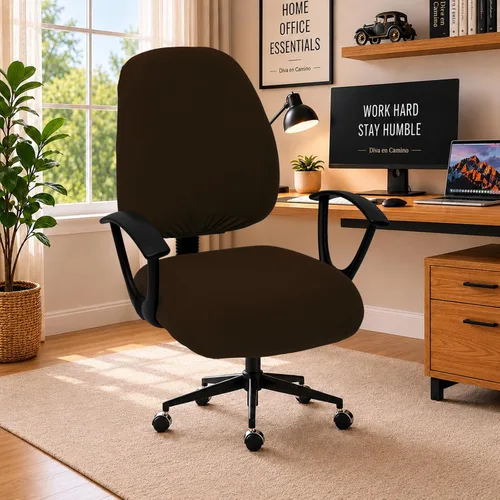 Vista 117 de Fundas elásticas resistentes al agua para sillas de computadora - Protectores lavables para respaldo giratorio y asiento para mascotas - Negro
