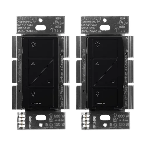 Vista 25 de Lutron Caseta - Interruptor de atenuación inteligente original (requiere Lutron Smart Hub), para luces LED, 150 vatios, un solo polo/3 vías, no Negro