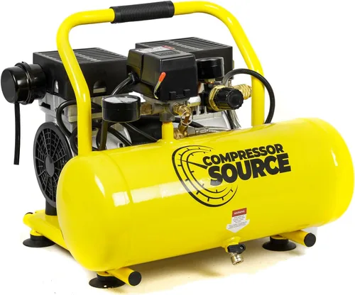 Vista 2 de Compressor Source Compresor de aire portátil de 2 galones 4.9 CFM 125 PSI Max 1 HP sin aceite 66dB silencioso