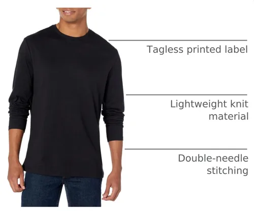 Vista 4 de Amazon Essentials - Camisa de manga larga con corte entallado para hombre, estilos con bolsillo y sin bolsillo Negro
