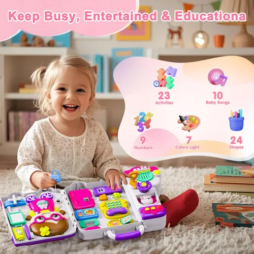 Vista 2 de VOILBTOY Juguete musical para niñas y niños de 1 a 2 años - Tablero Montessori ocupado y juguete de gota de pelota