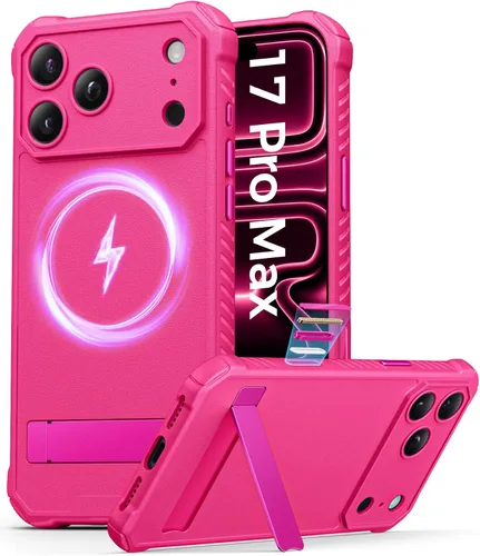 Vista 18 de ASAFCASE - Funda para iPhone 17 Pro con soporte, compatible con MagSafe, color negro Camera Control Button, Military Grade Shockproof, Full Camera