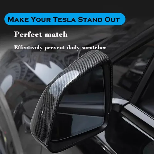 Vista 4 de YHCDSEA Cubierta protectora de espejo retrovisor para Tesla Model 3, accesorios exteriores para Tesla Model 3 2017-2026 (negro brillante)