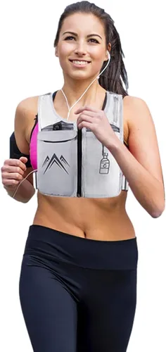 Vista 5 de YanHao Chalecos para correr, 16.9 fl oz, chaleco transpirable de entrenamiento reflectante con múltiples bolsillos, chaleco softshell sin mangas