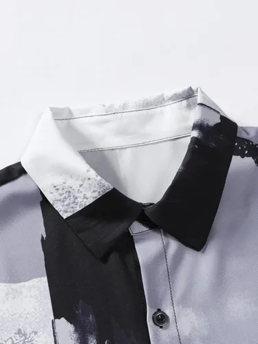 Vista 3 de Floerns - Camisas a rayas para hombre casuales de manga corta con botones