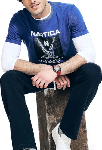 Vista 4 de Nautica Camiseta estampada Sustainably Crafted Challenge 1983 para hombre