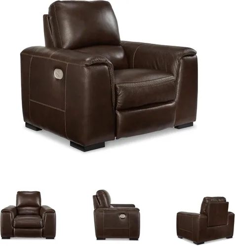 Vista 6 de Signature Design by Ashley Alessandro - Sillón reclinable eléctrico moderno con reposacabezas ajustable, color marrón oscuro