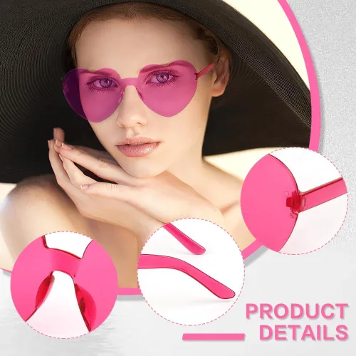 Vista 79 de Lentes de sol con forma de corazón, 2 pares de lentes de sol en forma de corazón, gafas de sol rave para mujeres, regalos de fiesta