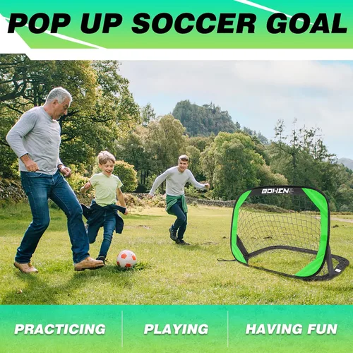 Vista 5 de BOHEN Porterías de fútbol desplegables para niños, red de fútbol portátil plegable para exteriores, interiores, patio trasero y playa