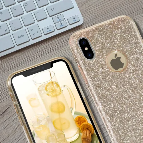 Vista 5 de Carcasa para iPhone X (2017), con brillantina, brillo de cristal de MATEPROX , Dorado