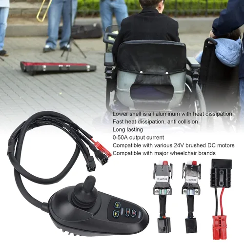 Vista 2 de Wheelchair 4P Joystick Controller, Electric Wheel Chair Joystick Controller Replacement Parts, Brushed Controller with Brake, Compatible with Major