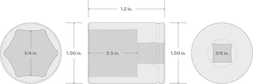 Vista 7 de TEKTON Unidad de 3/8 pulgadas x enchufe de 6 puntos de 3/4 pulgadas
