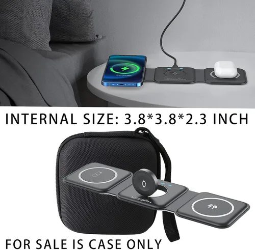 Vista 3 de Funda de transporte rígida de EVA compatible con cargador inalámbrico Iseyyox/RTOPS/Hicober/UCOMX Nano 3 en 1, estación de carga plegable magnética
