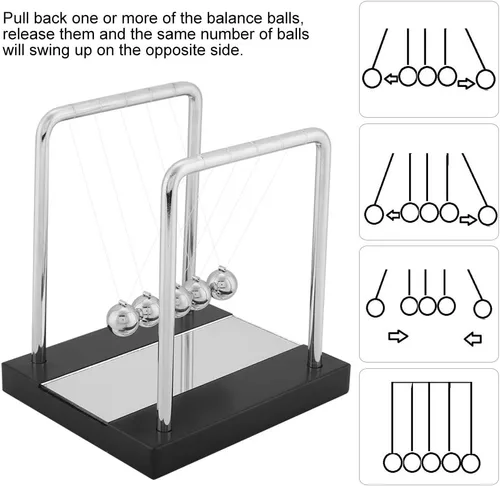 Vista 3 de AUNMAS Bolas de equilibrio Newtons, bolas oscilantes con base de madera maciza, diversión ciencia física, accesorios de aprendizaje, adornos