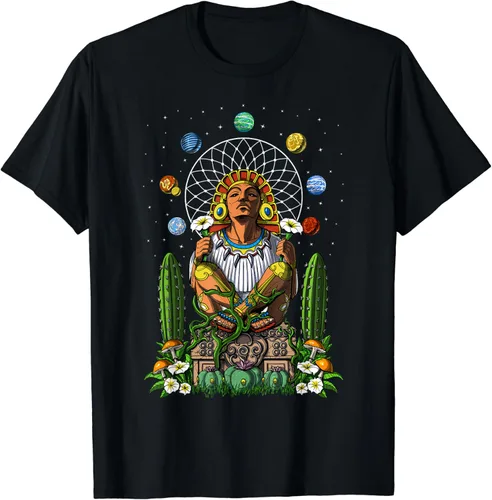 Vista 2 de Xochipilli Aztec God Ancient Maya Native Mythology Deity Camiseta, Negro