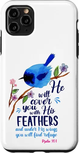 Vista 13 de iPhone 16 Él te cubrirá con sus plumas Salmo 91:4 Caso cristiano