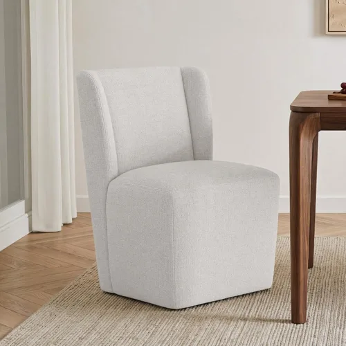 Vista 16 de KISLOT Juego de 1 sillas de comedor tapizadas con ruedas ocultas, color marrón
