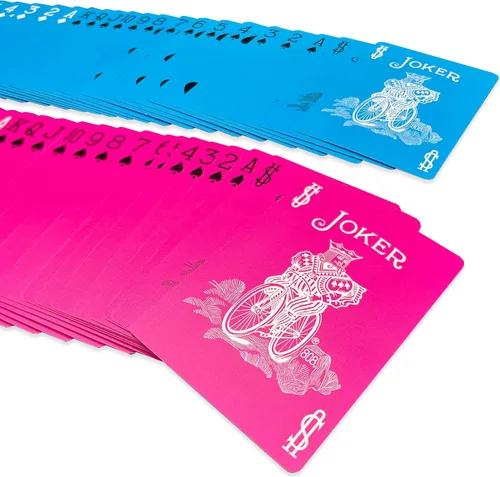 Vista 5 de Paquete gemelo rosa azul del tamaño del póker de los naipes de la bicicleta