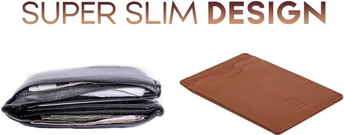 Vista 9 de Elegant Plain cardholder Genuine Leather RFID blocking Magnetic Clip Cardcase Wallet Slim Design for Front and Back Pocket Quality Cardcase wallet