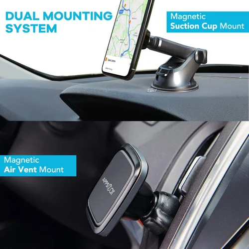 Vista 4 de APPS2Car Soporte magnético 3 en 1 para teléfono de automóvil, para salpicadero de parabrisas, ventilación de aire, soporte universal para teléfono
