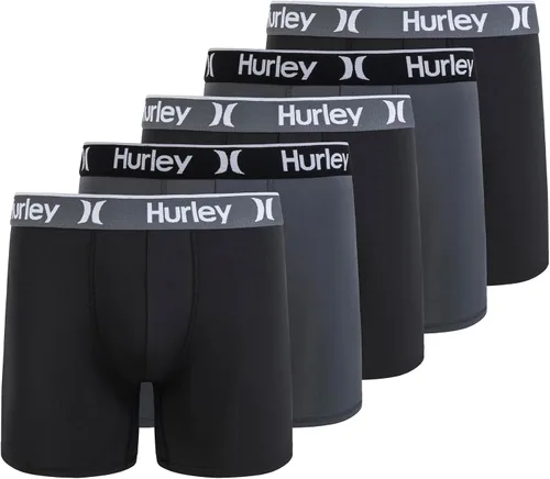 Vista 22 de Hurley calzoncillos tipo bóxer elásticos para hombre, paquete de 5 Combo de helecho de carbón