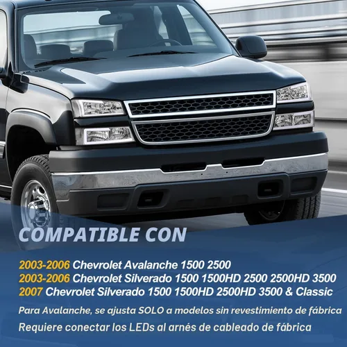 Vista 7 de Auto Dynasty 4 piezas lámparas LED DRL para faros delanteros compatibles con Chevy Silverado Avalanche 1500 2500 3500 03 04 05 06 / Chevy Silverado