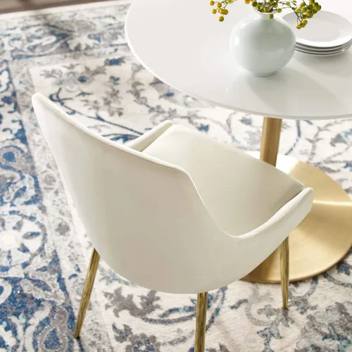 Vista 4 de Modway Viscount Performance - Sillas de comedor de terciopelo, juego de 2, color dorado marfil