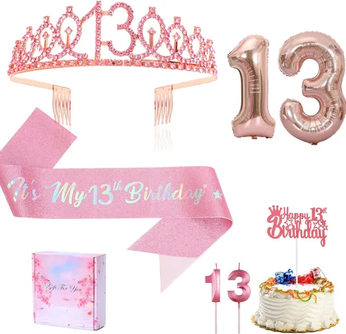 Vista 8 de Banda y Tiara de Cumpleaños de 5 Años con Vela, Banda de Cumpleaños de "Es Mi Cumpleaños" con Corona de Diamantes de Imitación y Globo para Niñas