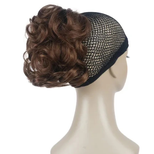Vista 7 de Aimole Extensiones de clip de garra sintética de dama de cola de caballo gris rizado corto (48T)