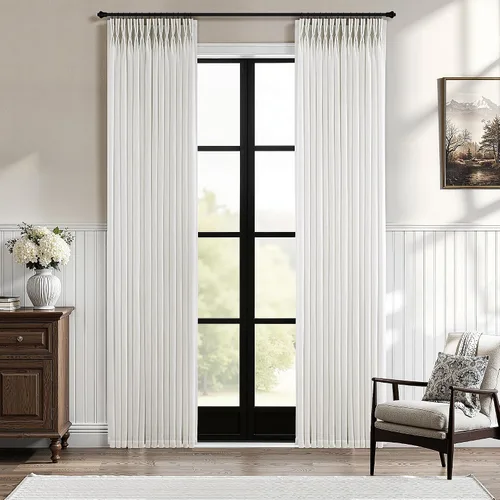 Vista 17 de Cortinas de lino plisadas Blanco crema