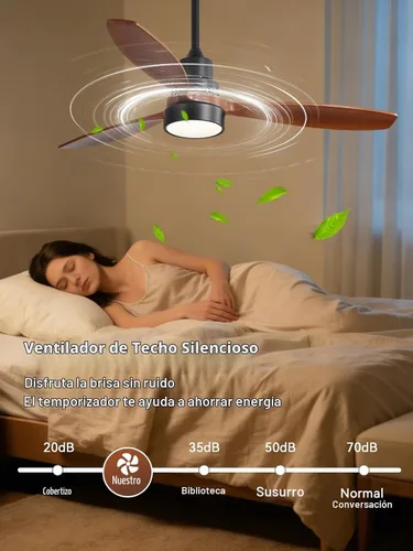 Vista 2 de Sofucor Ventilador de techo de 52 pulgadas con luces y mando a distancia, 3