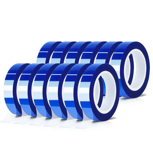 Vista 8 de MEBMIK 2 rollos de 10 mm x 16 m (52 pies) Cinta térmica azul de alta temperatura, cinta resistente al calor, cinta de transferencia de calor