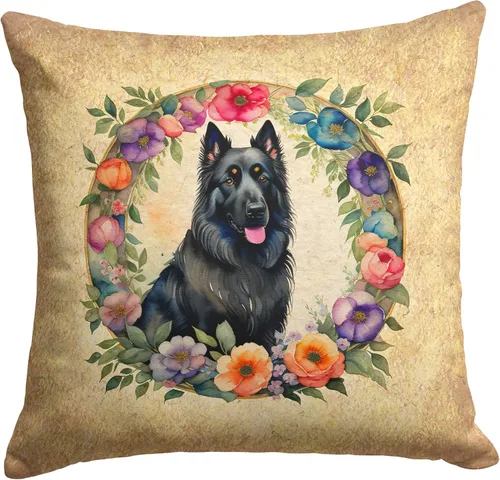 Vista 42 de Caroline's Treasures DAC2072PW1414 Affenpinscher and Flowers - Almohada decorativa de tela, lavable a máquina, para interiores y exteriores
