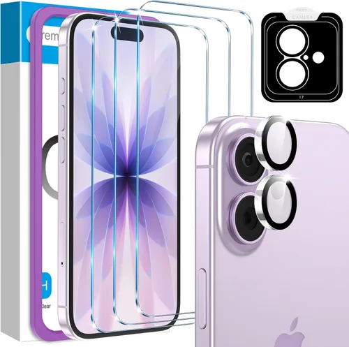Vista 8 de Fotbor Compatible con 3 protectores de pantalla de iPhone Air con 1 juego de protector de lente de cámara, actualización 2025 9H+ vidrio templado