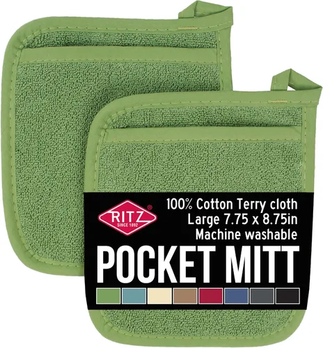 Vista 27 de RITZ Terry Pocket Mitt & Hot Pad: Unparalleled Heat Resistant, Durable 100% Cotton – Ergonomically Designed for Optimal Grip – Easy-Care Machine