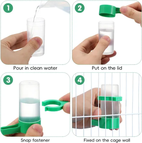 Vista 4 de VILLCASE Dispensador de agua para periquitos, plástico, fácil de instalar, transparente, adecuado para múltiples aves