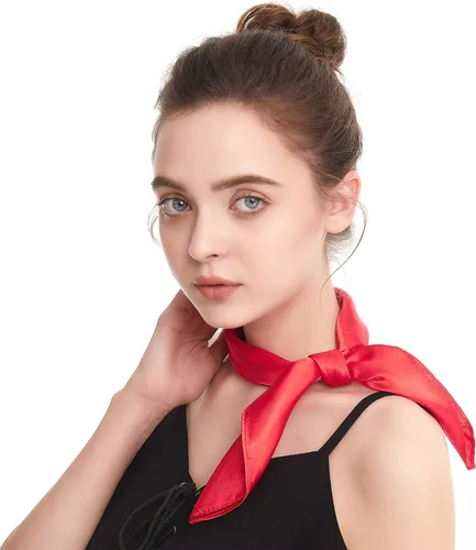 Vista 4 de Zando Bufanda de seda cuadrada de gasa de color sólido, bufandas retro para mujer, bufandas para el cuello, bufanda, monedero, bufanda