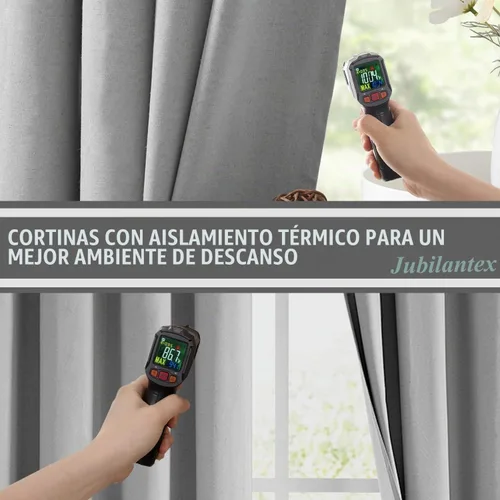 Vista 5 de Jubilantex Cortinas opacas 100% con revestimiento de lino, paneles de cortina texturizados de lino gris, 84 pulgadas de largo para dormitorio, sala