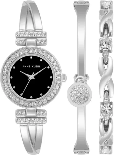 Vista 9 de Anne Klein - Juego de reloj tipo pulsera para mujer con detalles de cristal de primera calidad y brazalete