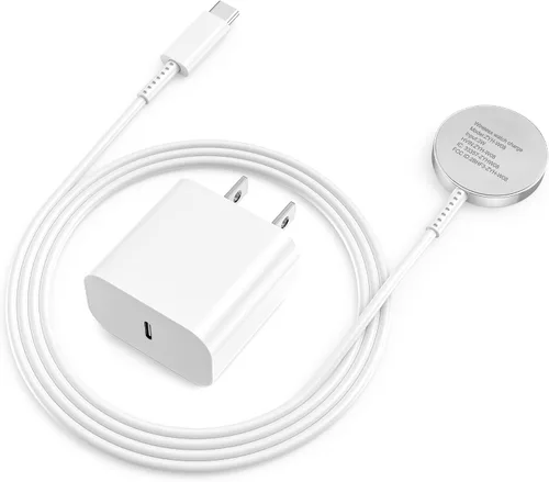 Vista 7 de Cargador de Apple Watch Fast Smart iWatch [certificado Apple MFi], cable de carga magnético de 3 pies con bloque de cargador de pared USB C