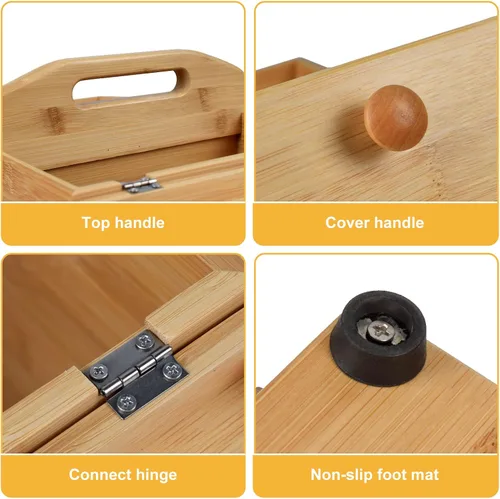 Vista 3 de Caja Organizadora de Costura de Madera para Suministros de Costura, Caja de Almacenamiento para Pasatiempos de Costura y Manualidades, 3 Niveles