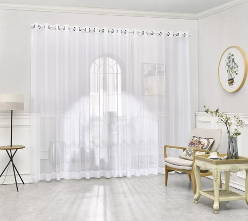 Vista 9 de Cortinas traslúcidas LinenZone. Cortinas de lino sintético traslúcidas. 2 paneles de cortina traslúcida en el paquete. Elegantes cortinas de 84 Beige