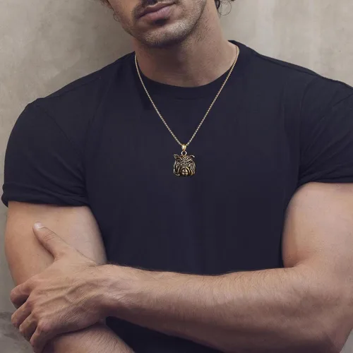 Vista 4 de AsAlways Animal Necklace for Men, with 22"+2" Rolo Chain BULLDOG