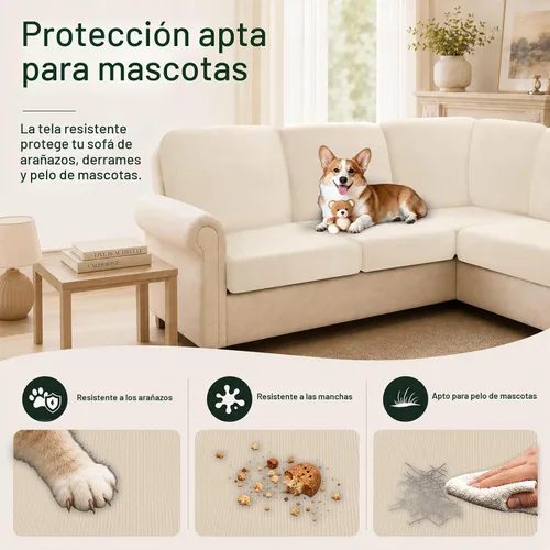 Vista 4 de Arfntevss - Fundas para sofá modular en forma de L de 5 asientos, fundas elásticas ajustadas para cojín de sofá de esquina para perros, protector
