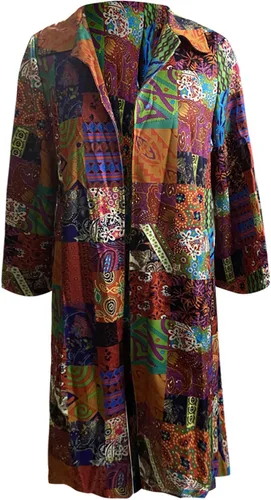 Vista 3 de Memela - Gabardina vintage para mujer, abrigo de manga larga para otoño, abrigo de guisante con solapa y frente abierto, chaqueta larga