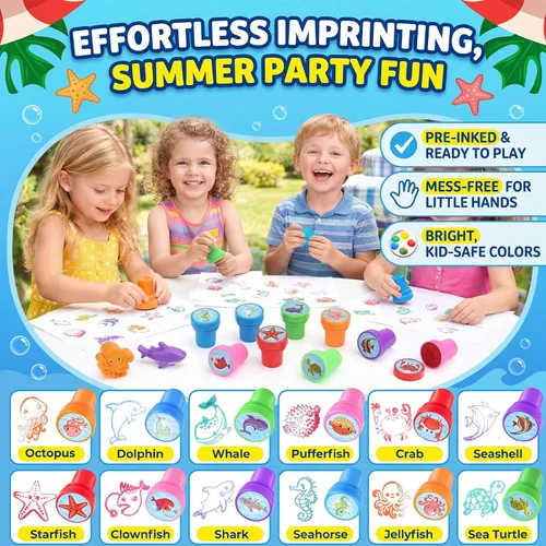 Vista 3 de GIFTINBOX Recuerdos de fiesta en la piscina, 146 juguetes de playa para niños de 4 a 8 a 12 años, recuerdos de fiesta de verano para niños, pelotas